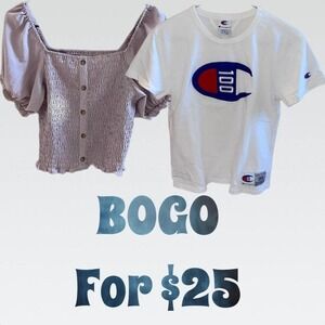 Buy One Get One Free for $25 •Champions Small • No Boundaries Large